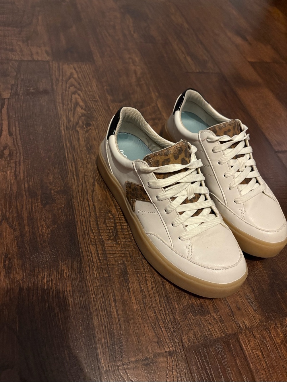 Dr. Scholl's Cream Sneakers with Leopard Accent
